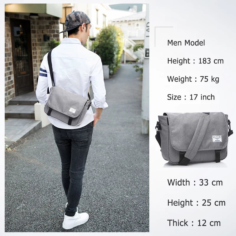 Men Crossbody Bags Men's Bags  Shoulder Student Travel Messenger Bag Fashion Canvas Crossbody Multifunction School Laptop Bag