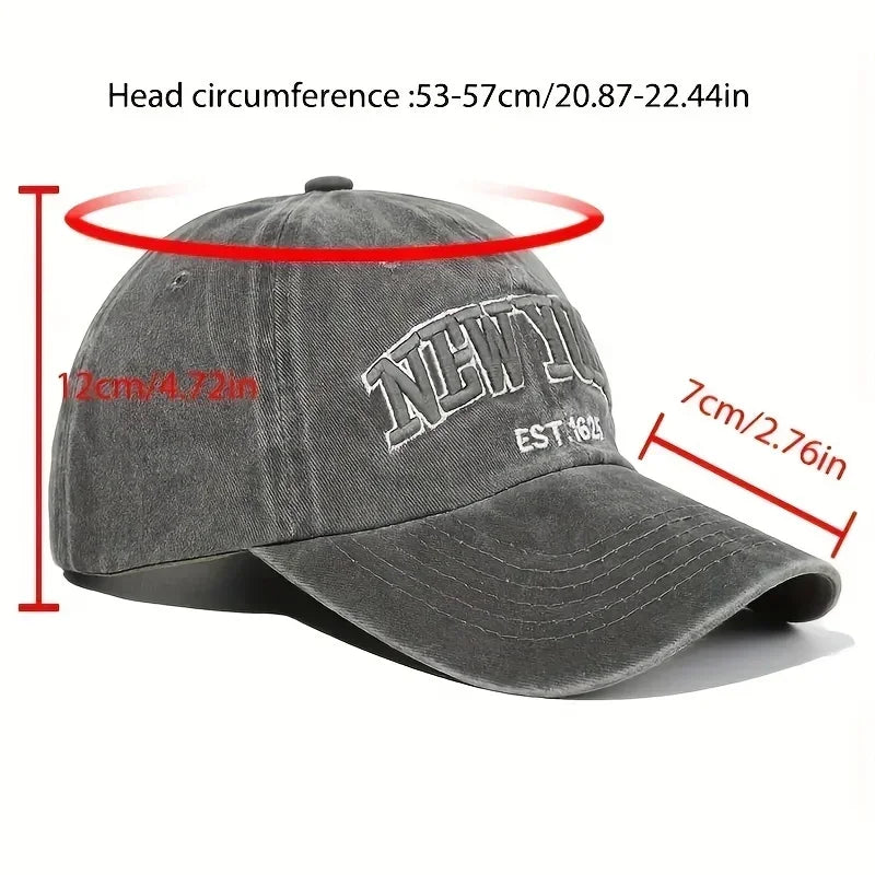 New York Washed Cotton Baseball Caps For Women Men Retro Letter Embroidery Snapback Hats Sun Visors Hip Hop Dad Hat Casquette