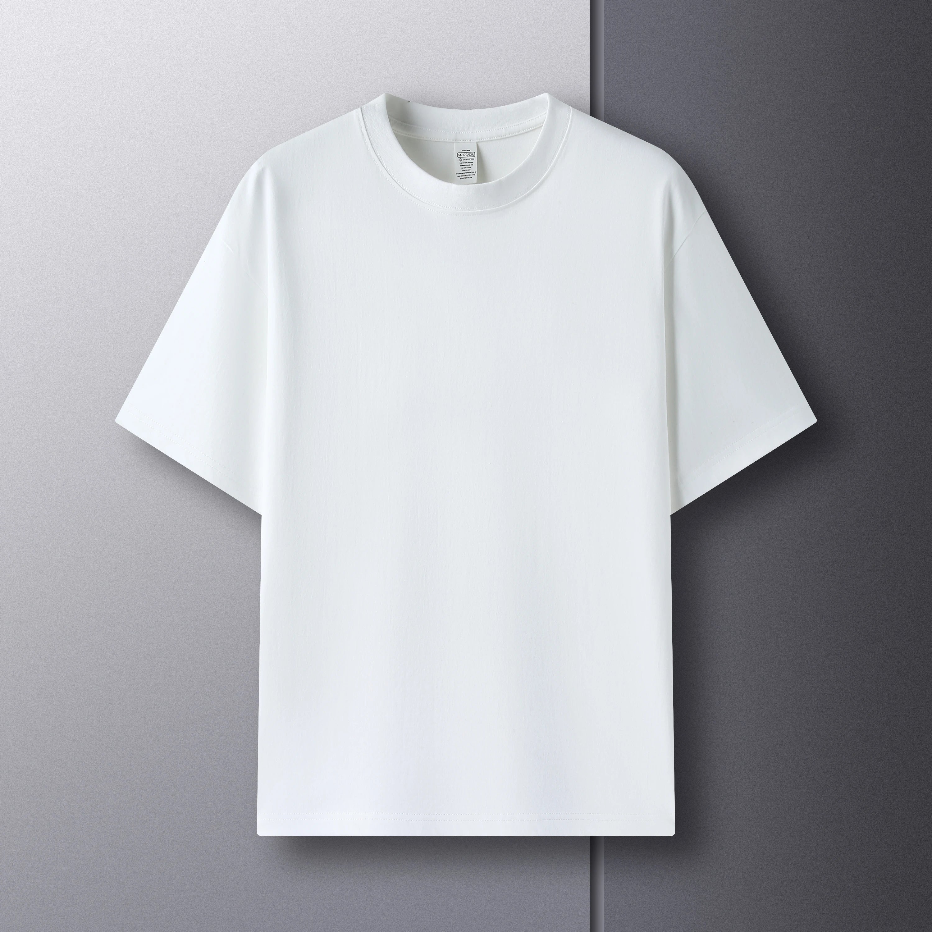 High end 100% cotton short sleeve T-shirt men summer new casual trend couple style loose solid color breathable round neck top