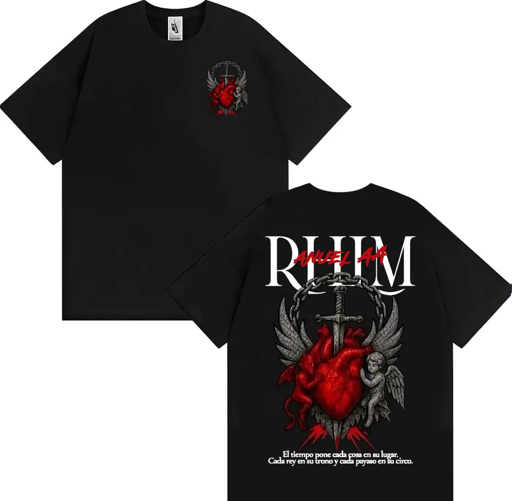 Rapper Anuel AA Rhlm 2 Album 2025 Tour T-shirts Men Women Fashion Hip Hop High Street T Shirt Cotton O-Neck Short Sleeve T-shirt