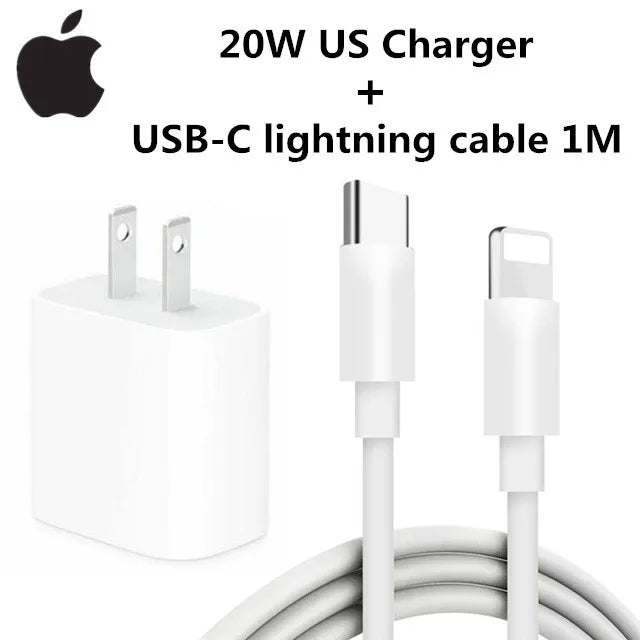 2025 Original 20W USB-C Power Adapter For iphone 16 15 14 13 mini Pro Max Type C fast charger for Apple Cable for iPhone 12 Plus