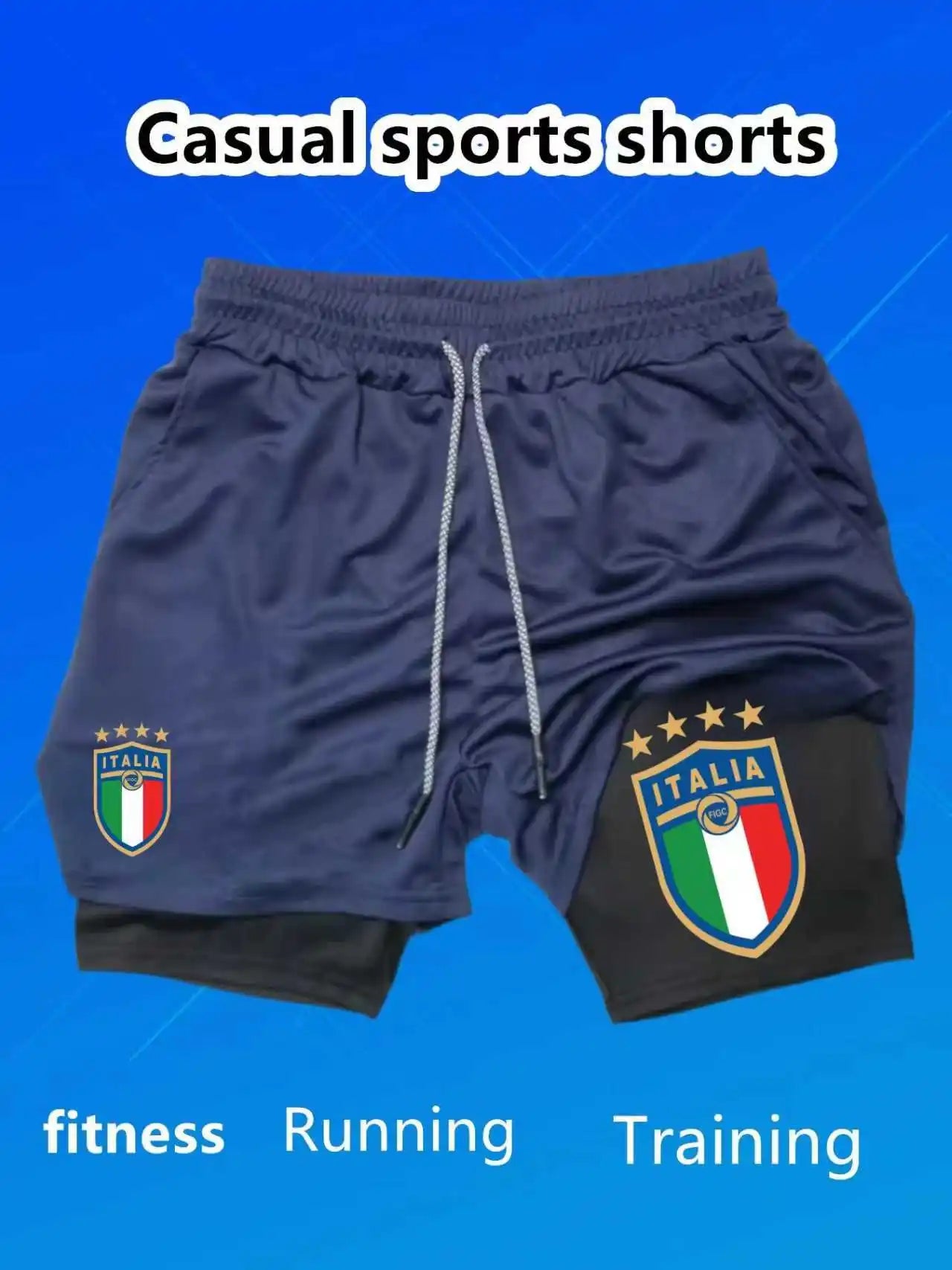 Camo 2-in-1 Running Shorts Men's Gym Fitness Training Quick Dry Short Pants Male Outdoor Sport Jogging Built-in Pocket Bermuda