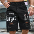 Men Summer Stretchy Denim Shorts Jeans For Men Streetwear Letter Ripped Knee length Baggy Comfort Cargo Casual Shorts Pants Jean