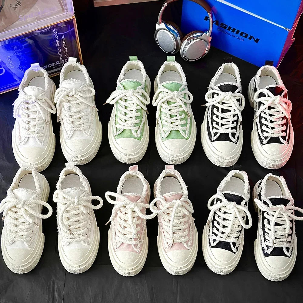 2024 Latest Men's and Women's Fashion Trendy Canvas Skateboarding Shoes Comfortable Thick Bottom Couple's Casual Sports Shoes