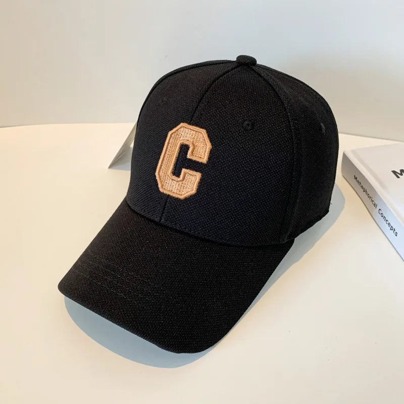 Hats for Men  New C Letter Embroidered Baseball Cap Kpop Fashion Couple Snapback Cap Men and Women Sun Hats Chapeau Homme