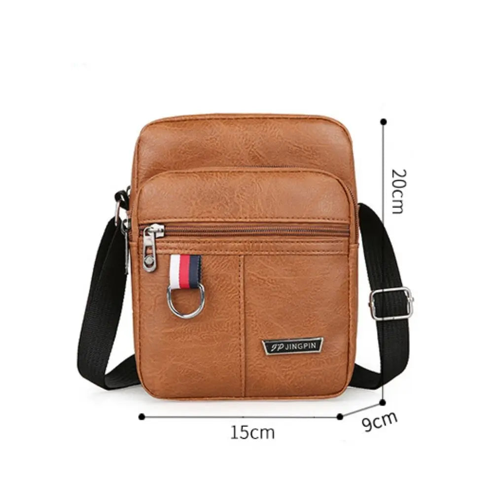 PU Leather Men's Casual Bag Large Capacity Waterproof Crossbody Bag Multifunctional Handbag Shoulder Messenger Bags Brown Black