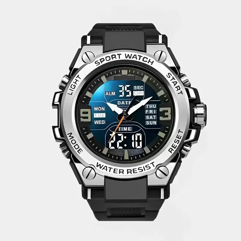 Men's digital sports watch alarm clock, timing, date function, alloy case - perfect for outdoor activities