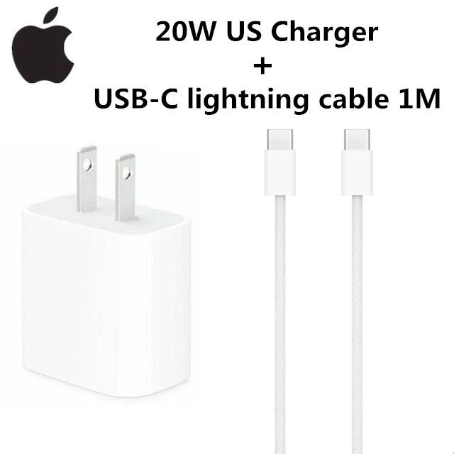 2025 Original 20W USB-C Power Adapter For iphone 16 15 14 13 mini Pro Max Type C fast charger for Apple Cable for iPhone 12 Plus