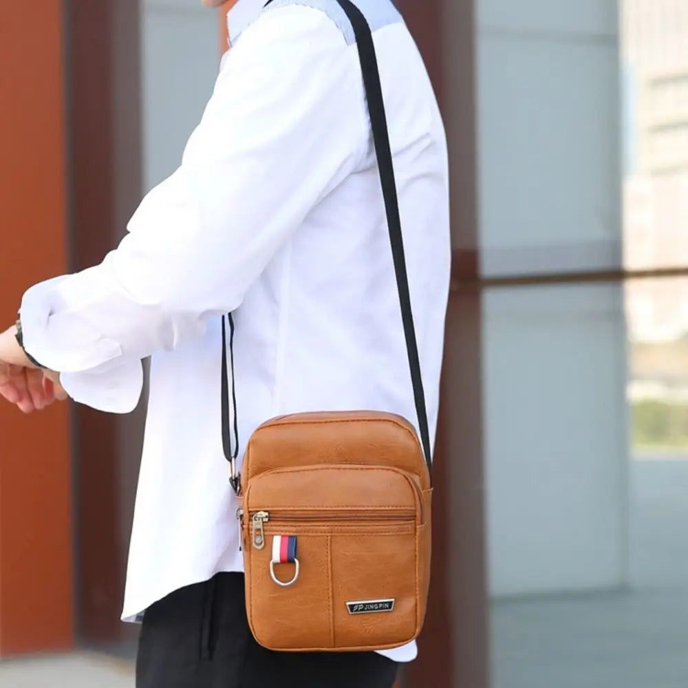 PU Leather Men's Casual Bag Large Capacity Waterproof Crossbody Bag Multifunctional Handbag Shoulder Messenger Bags Brown Black