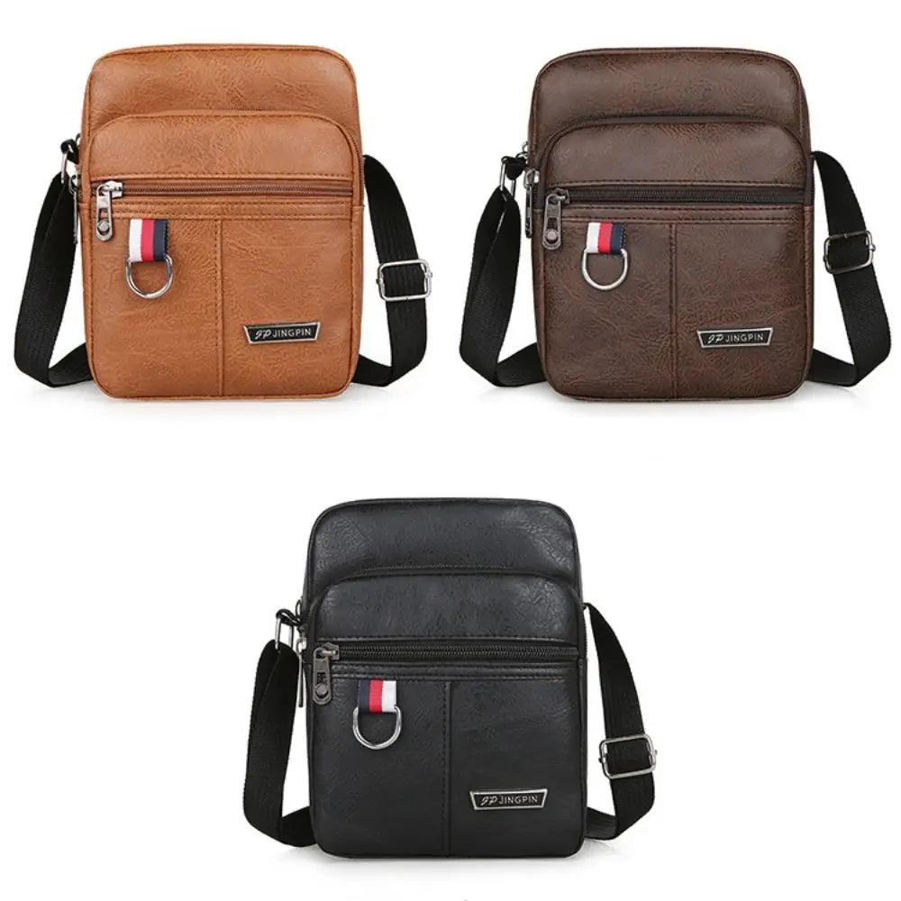 PU Leather Men's Casual Bag Large Capacity Waterproof Crossbody Bag Multifunctional Handbag Shoulder Messenger Bags Brown Black