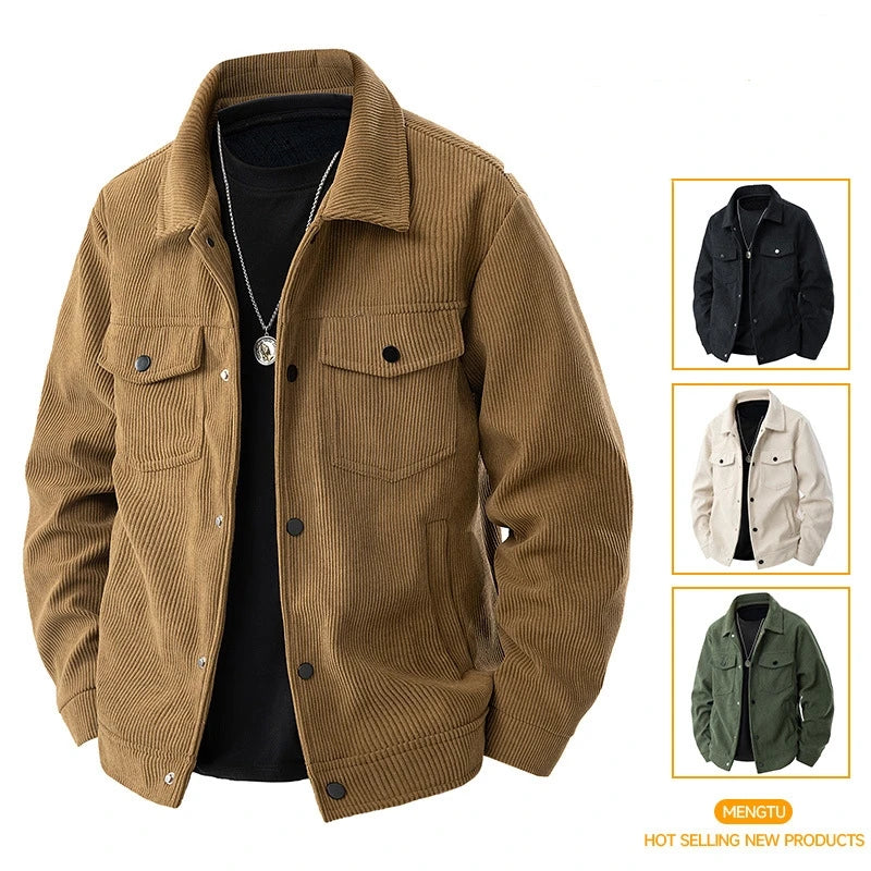 Corduroy Jacket for Men Winter Fashion Versatile Casual American Workwear Jacket Youthful Stylish Men's Clothing